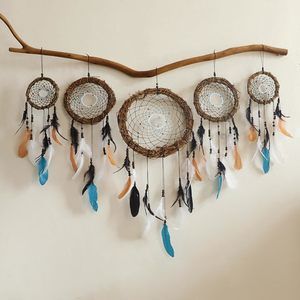 5 Pack Boho Dream Catcher Native American Wall Art Set, Handmade Natural🙃